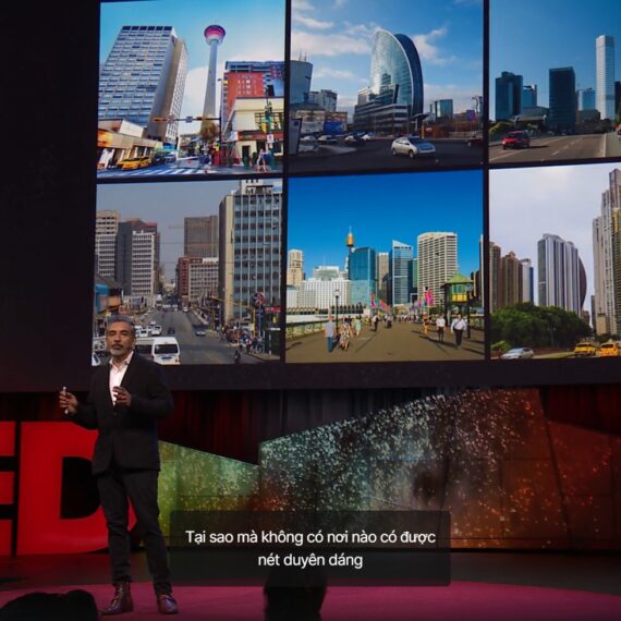Hình ảnh thuyết trình TED Thiết kế kiến trúc thành phố tương lai mang bản sắc cộng đồng.
